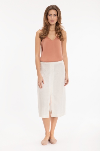 Tuba Silk Midi Skirt Ecru